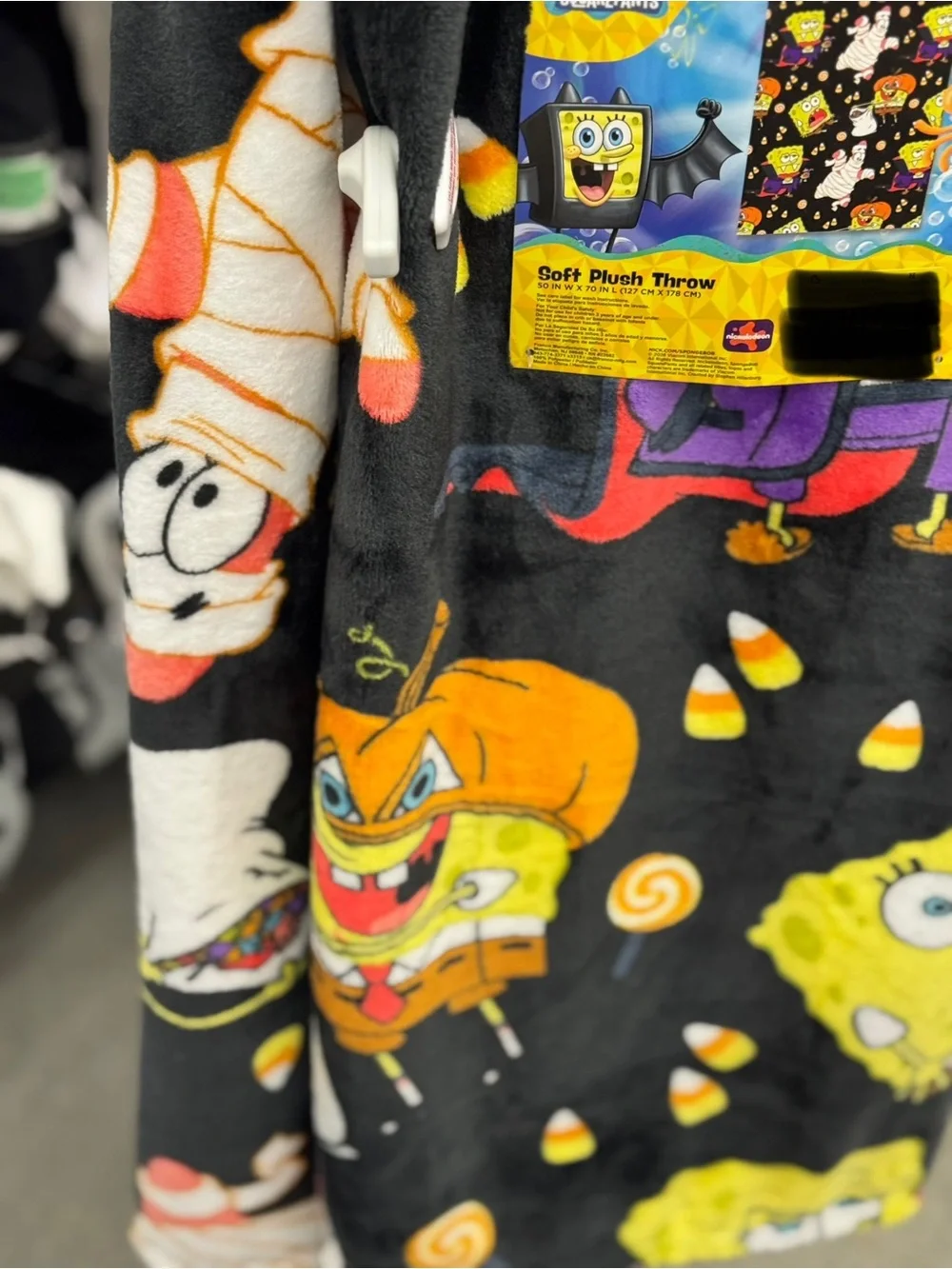 SpongeBob SquarePants & Patrick Halloween Plush Throw Blanket, black